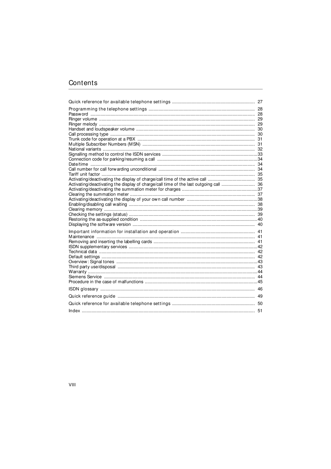 Siemens 30ISDN operating instructions Isdn glossary, Index 