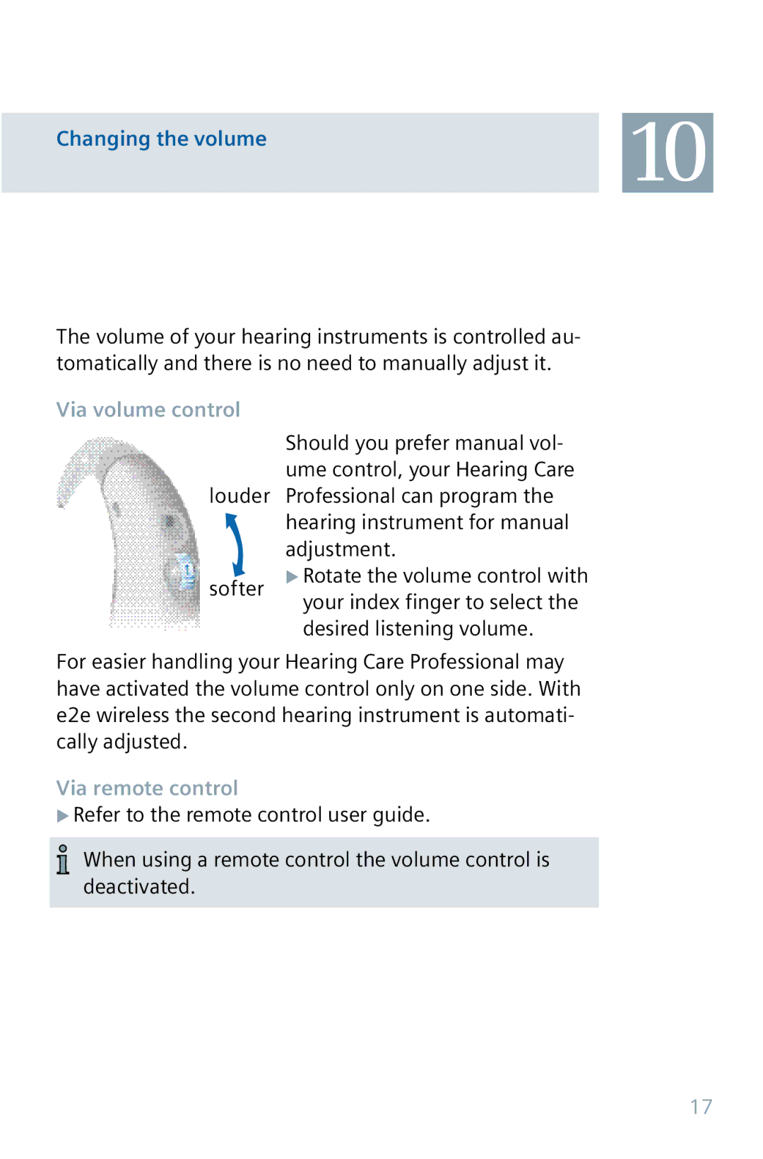 Siemens 32 manual Changing the volume, Louder Softer 