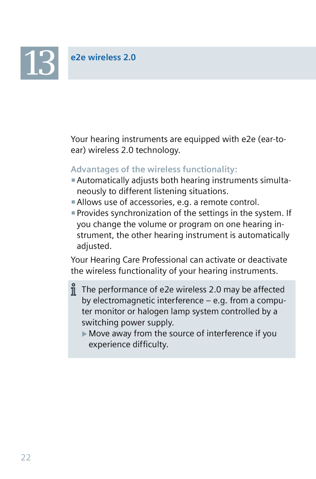 Siemens 32 manual 13 e2e wireless, Advantages of the wireless functionality 