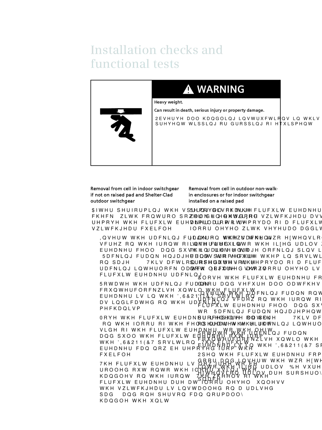 Siemens 38-3AH3 38 kV instruction manual Installation checks and functional tests 