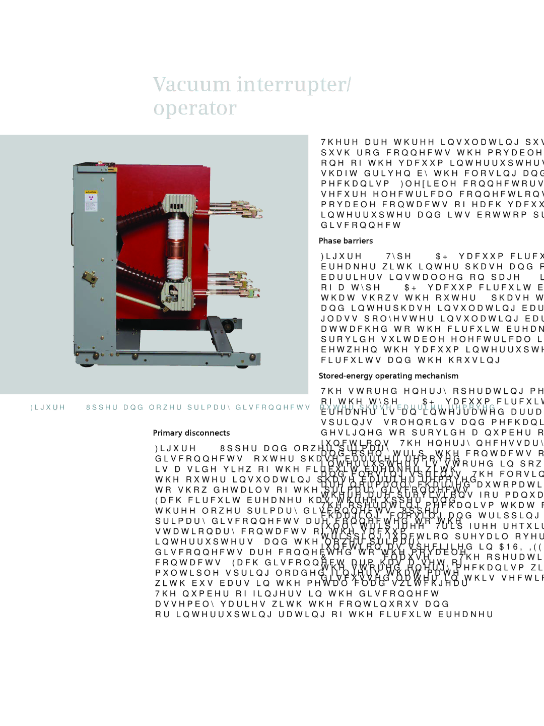 Siemens 38-3AH3 38 kV instruction manual Primary disconnects, Phase barriers, Stored-energy operating mechanism 