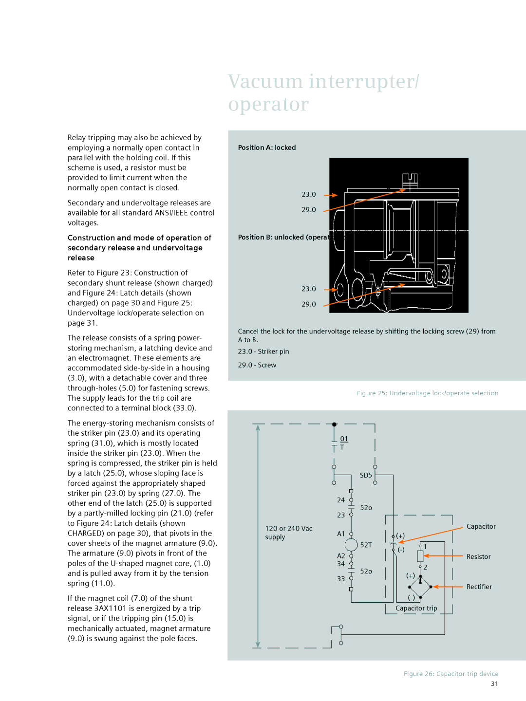 Siemens 38-3AH3 38 kV instruction manual Position a locked 