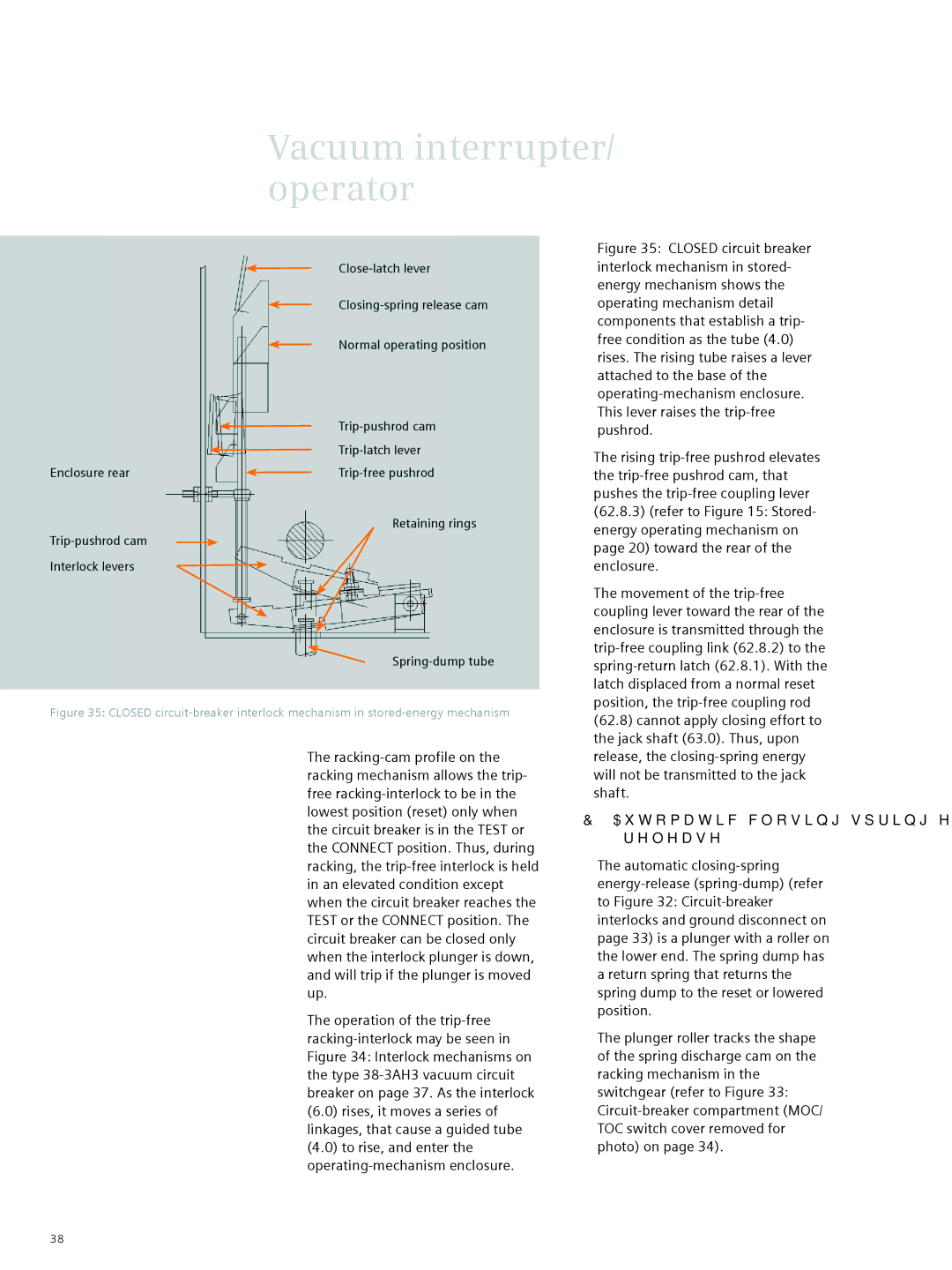 Siemens 38-3AH3 38 kV instruction manual Automatic closing-spring energy release 