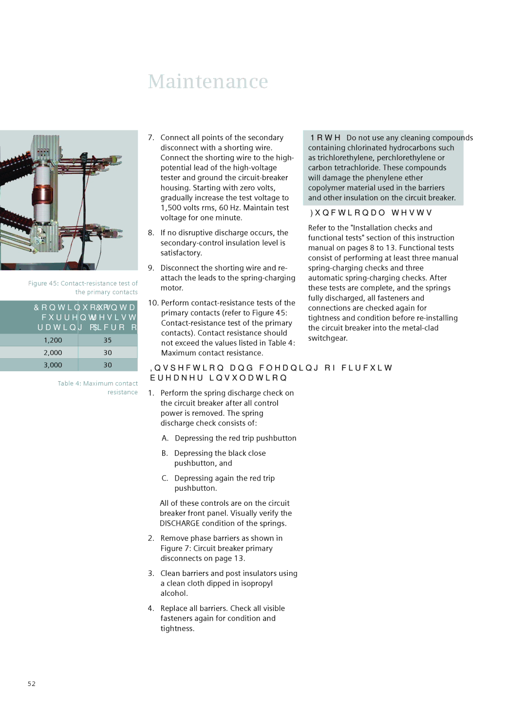 Siemens 38-3AH3 38 kV Continuous Contact, Rating a, Inspection and cleaning of circuit- breaker insulation 