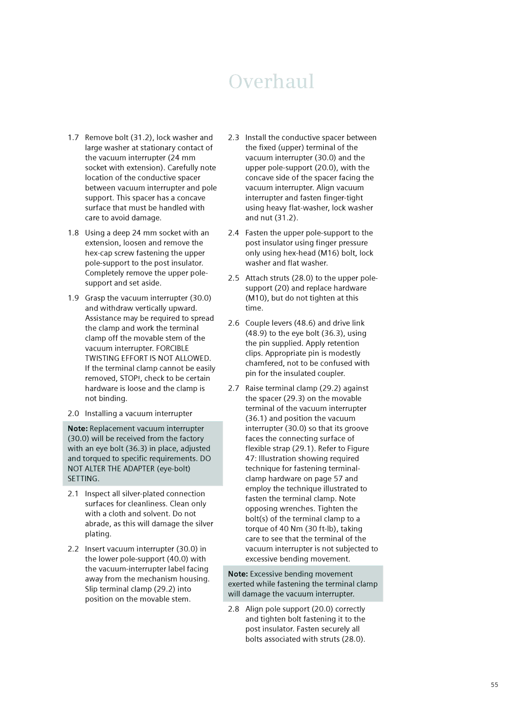 Siemens 38-3AH3 38 kV instruction manual Setting 