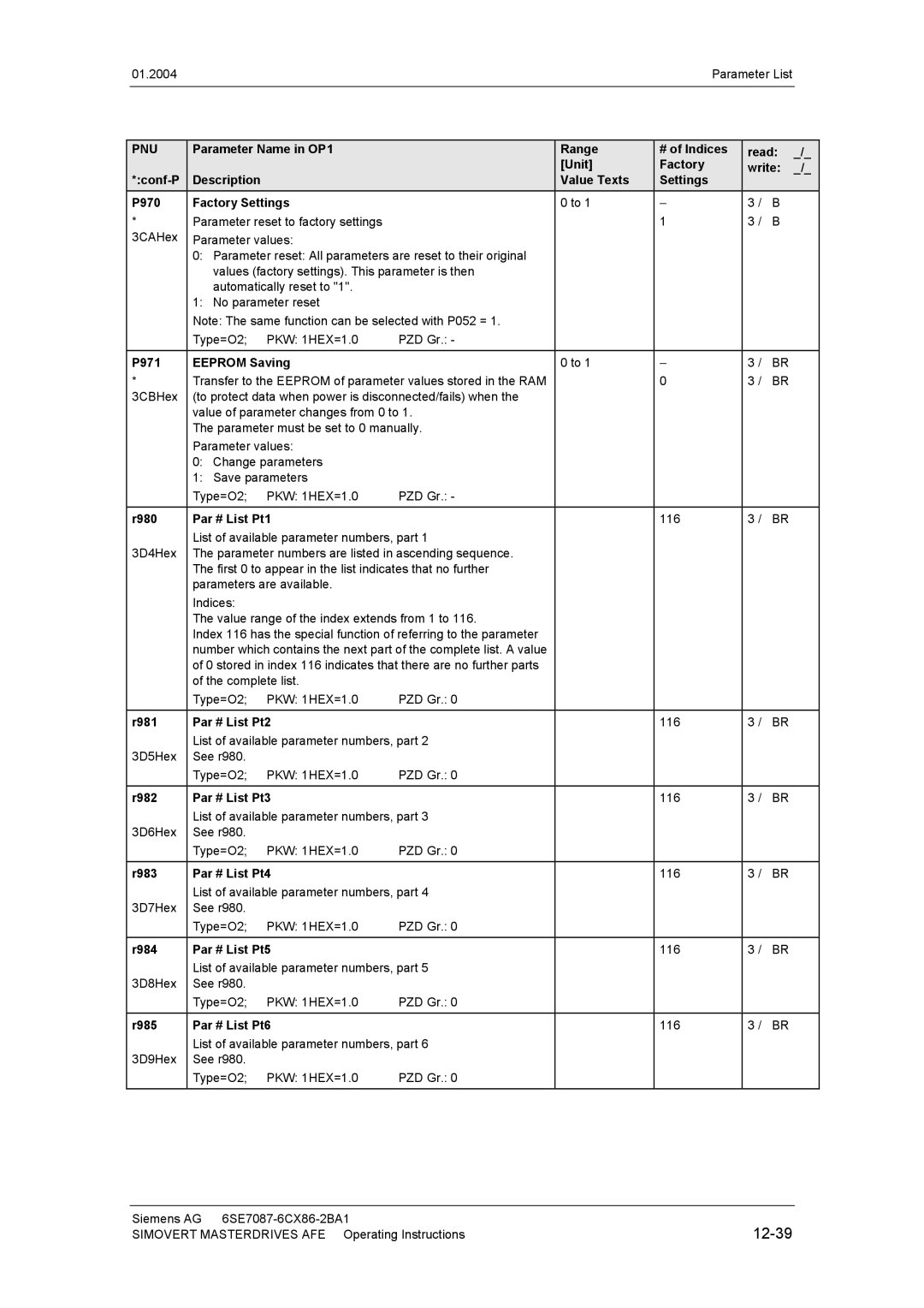 Siemens 400 V / 210...590 A operating instructions 12-39 