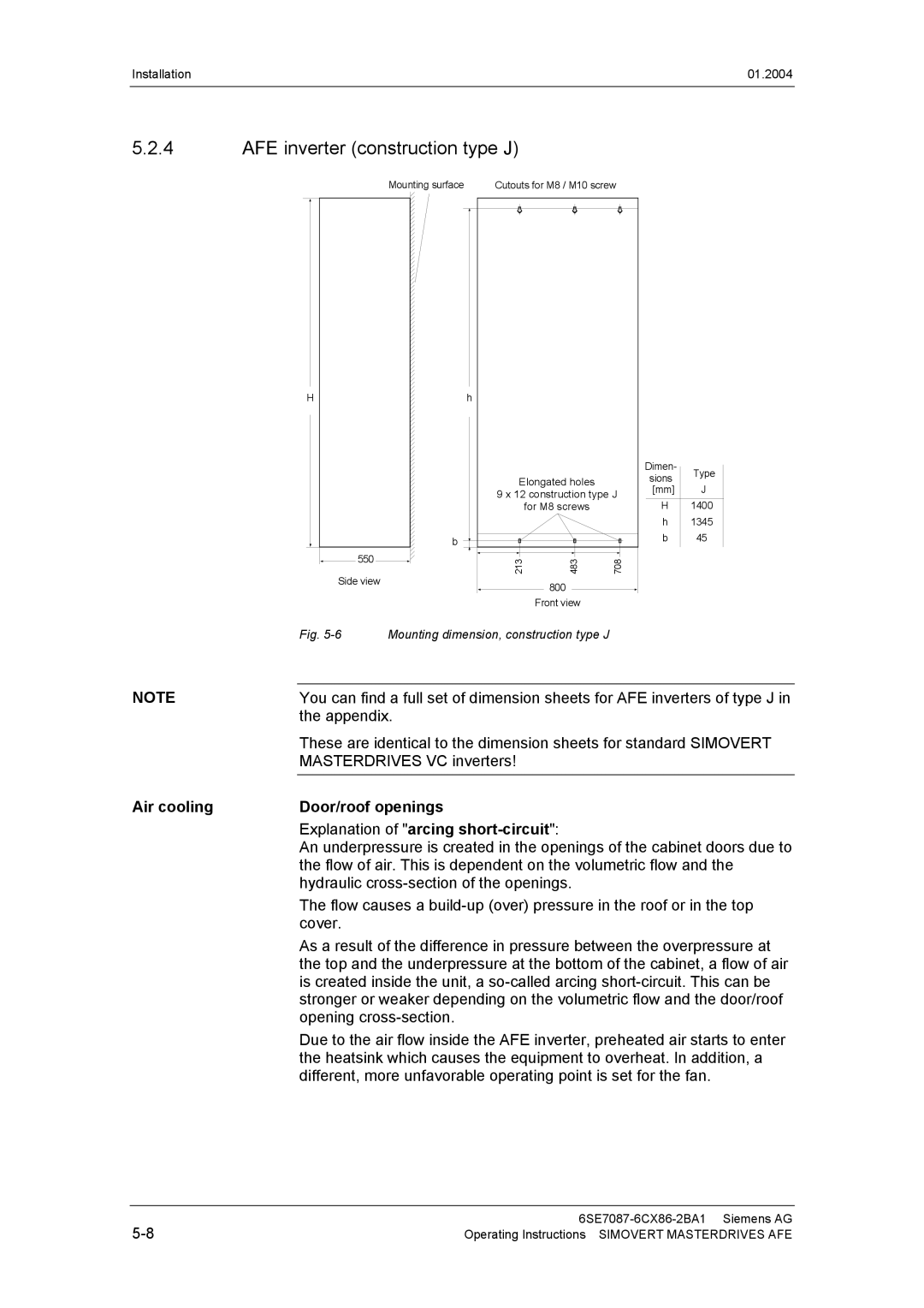 Siemens 400 V / 210...590 A operating instructions AFE inverter construction type J, Appendix, Masterdrives VC inverters 