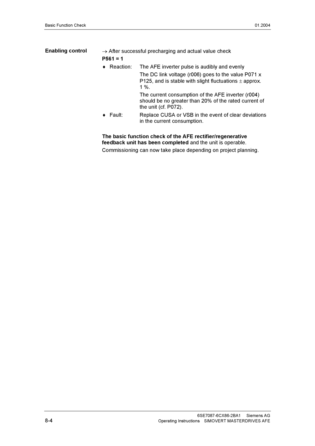 Siemens 400 V / 210...590 A operating instructions P561 = 