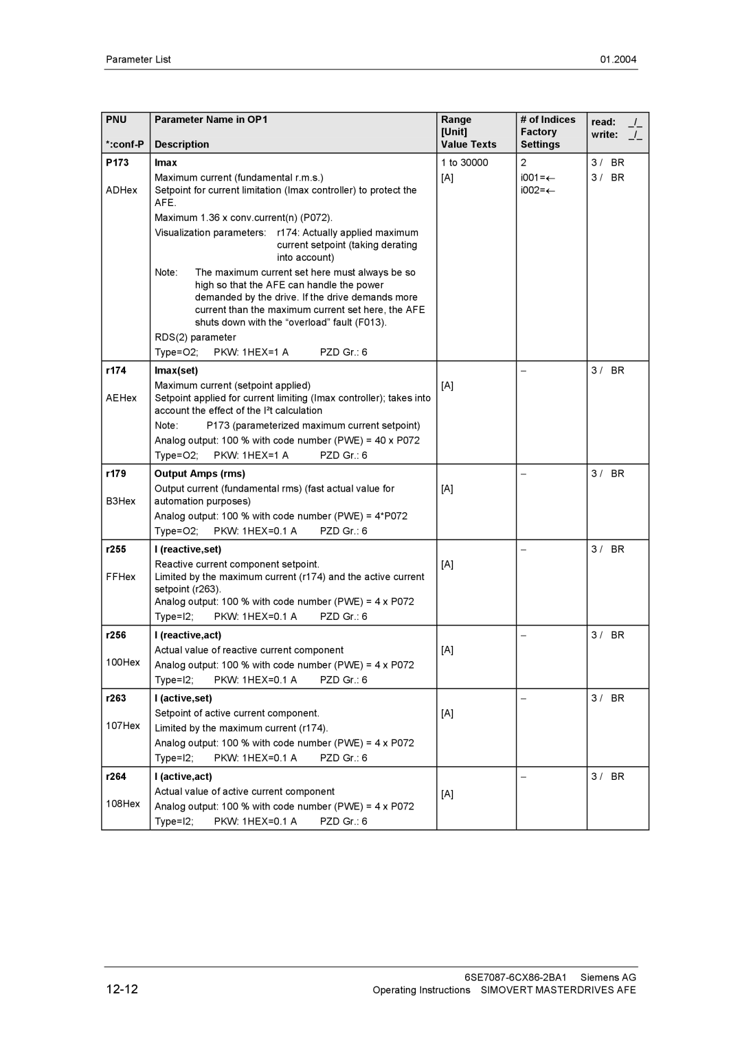 Siemens 400 V / 210...590 A operating instructions 12-12 