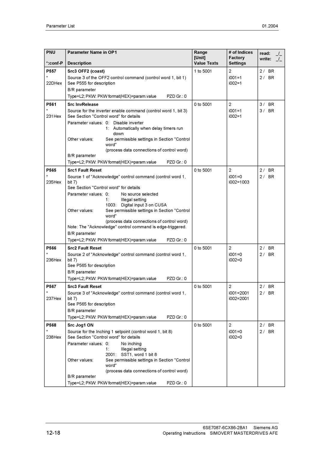 Siemens 400 V / 210...590 A operating instructions 12-18 