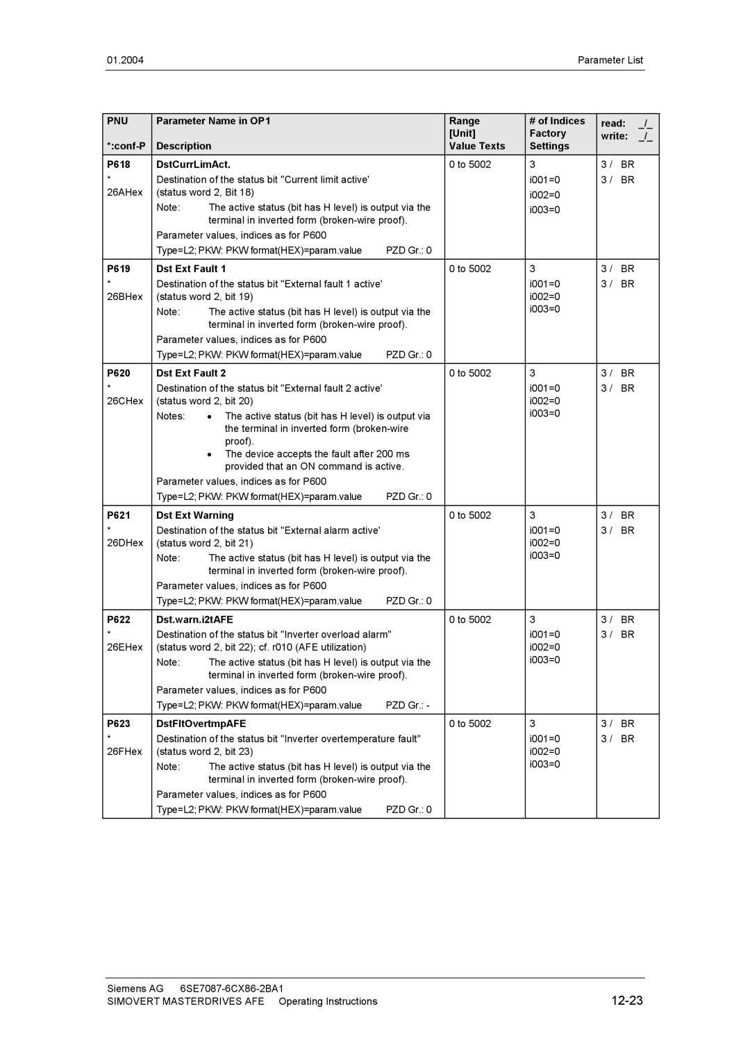 Siemens 400 V / 210...590 A operating instructions 12-23 