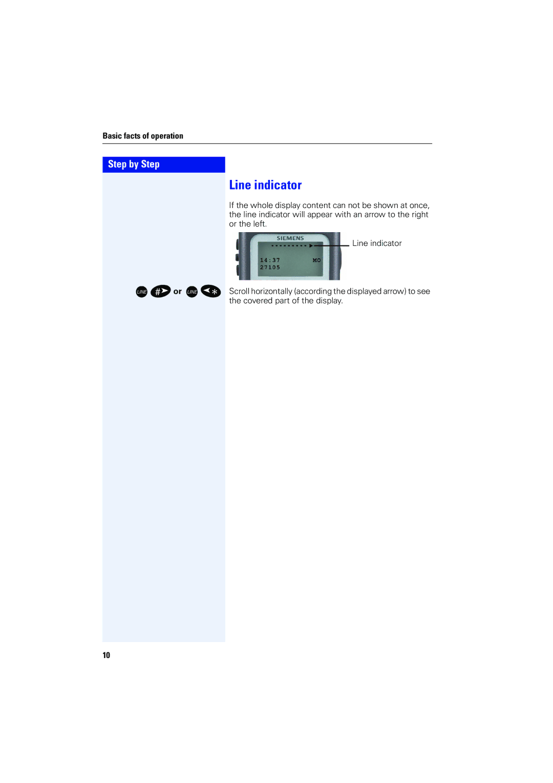 Siemens 4000 operating instructions Line indicator 