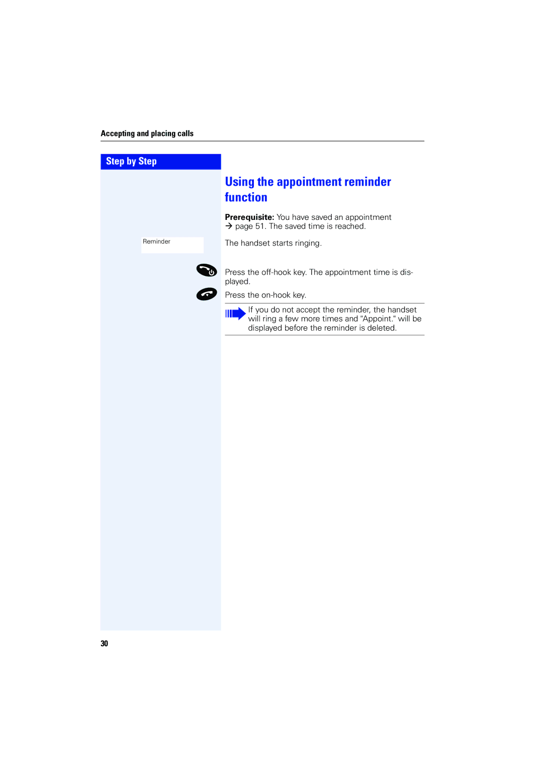 Siemens 4000 operating instructions Using the appointment reminder function 