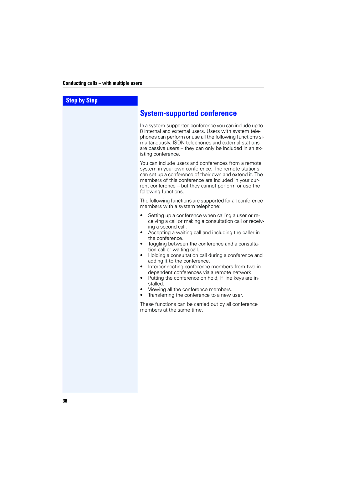 Siemens 4000 operating instructions System-supported conference 