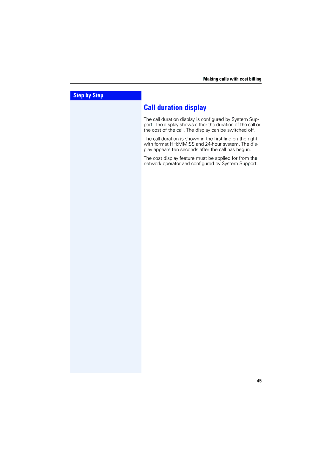 Siemens 4000 operating instructions Call duration display 