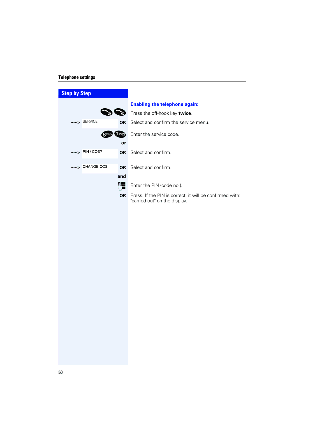 Siemens 4000 operating instructions Enabling the telephone again 