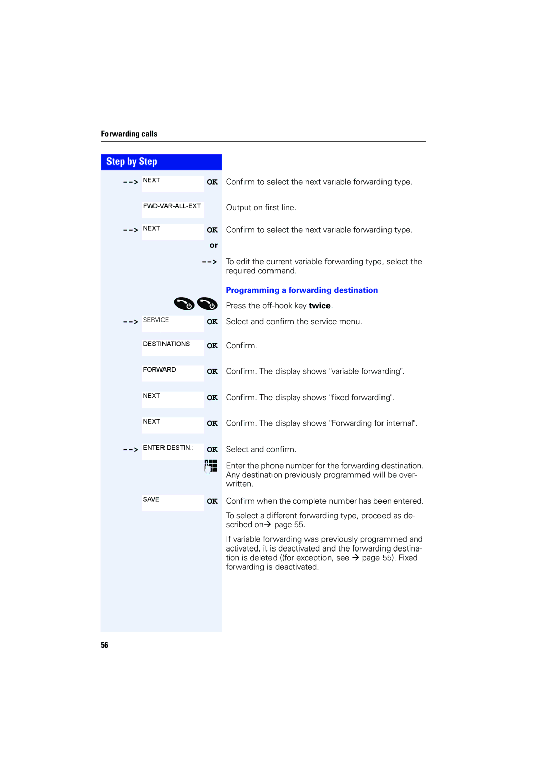 Siemens 4000 operating instructions Programming a forwarding destination 