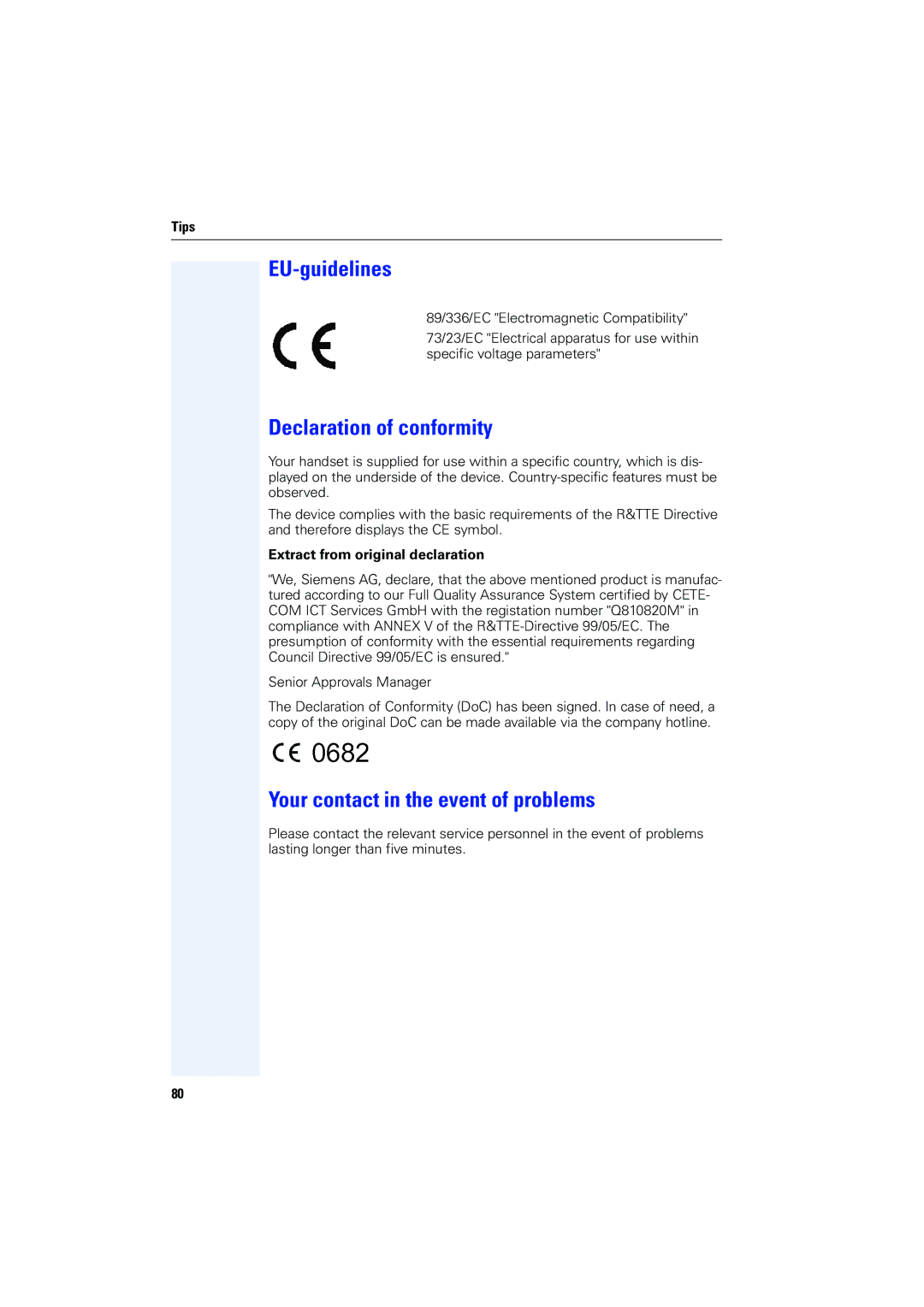 Siemens 4000 operating instructions EU-guidelines, Declaration of conformity, Your contact in the event of problems 