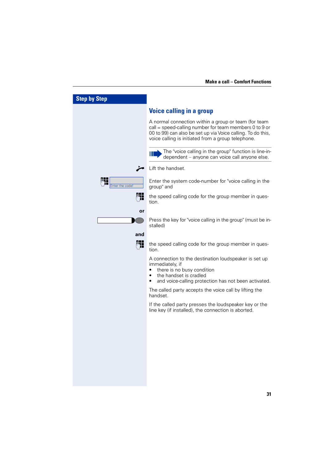 Siemens 4000 operating instructions Voice calling in a group 