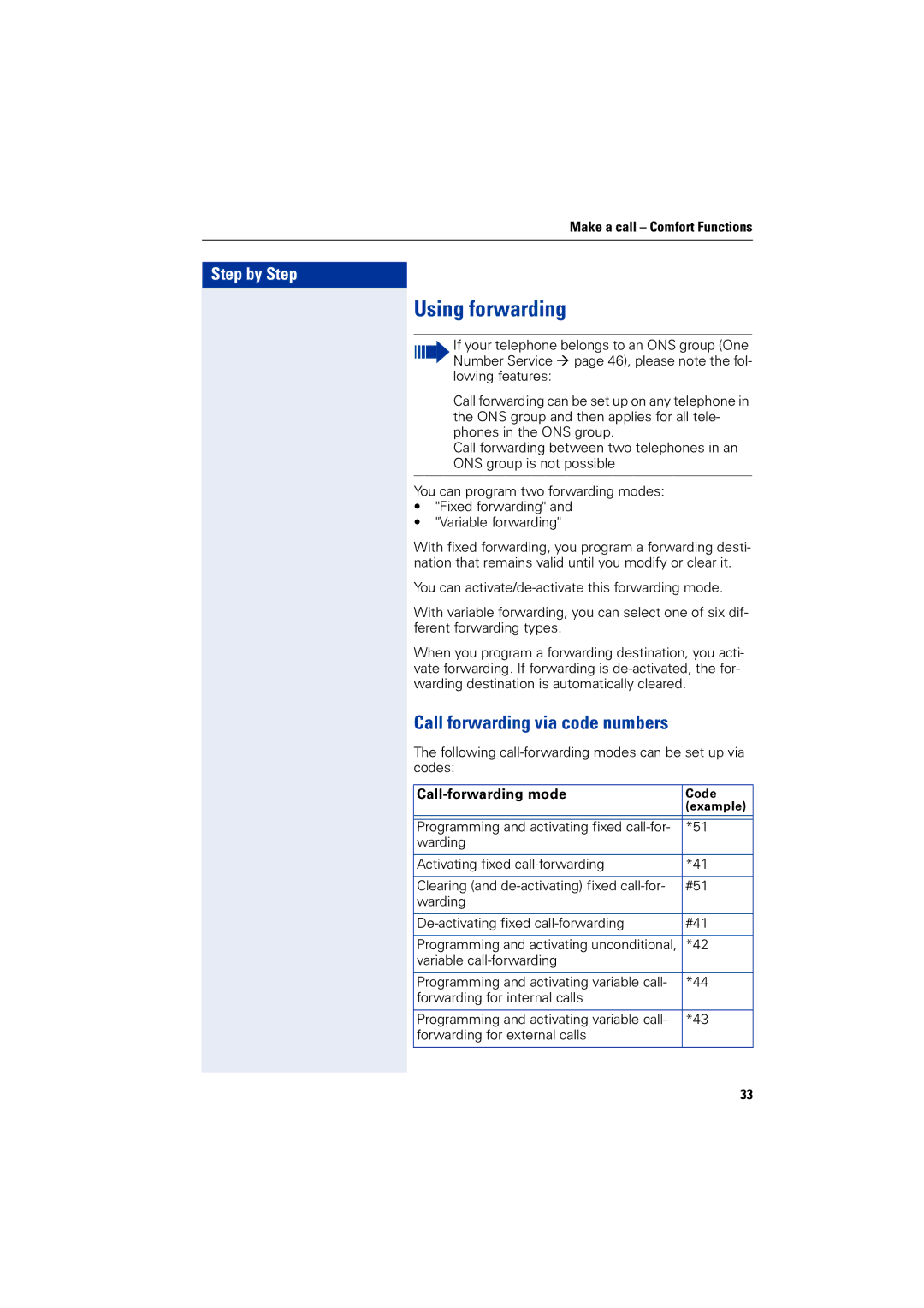 Siemens 4000 operating instructions Using forwarding, Call forwarding via code numbers 