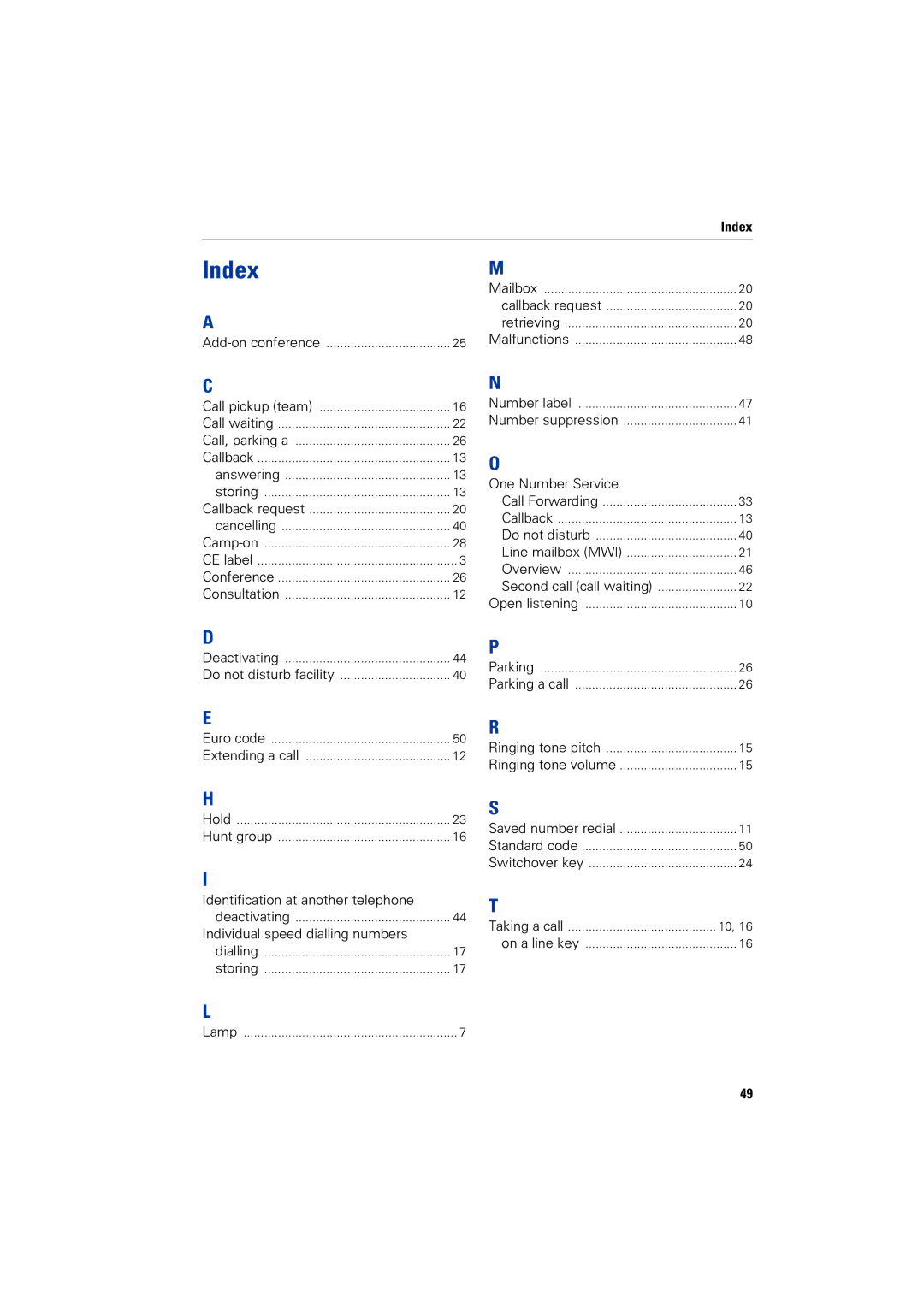 Siemens 4000 operating instructions Index, One Number Service 