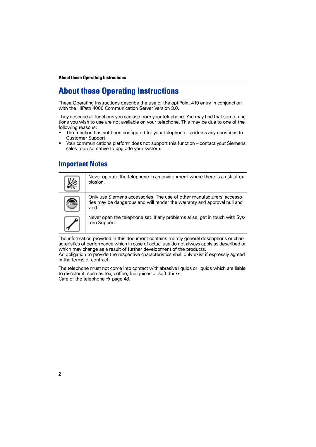 Siemens 4000 operating instructions About these Operating Instructions, Important Notes 