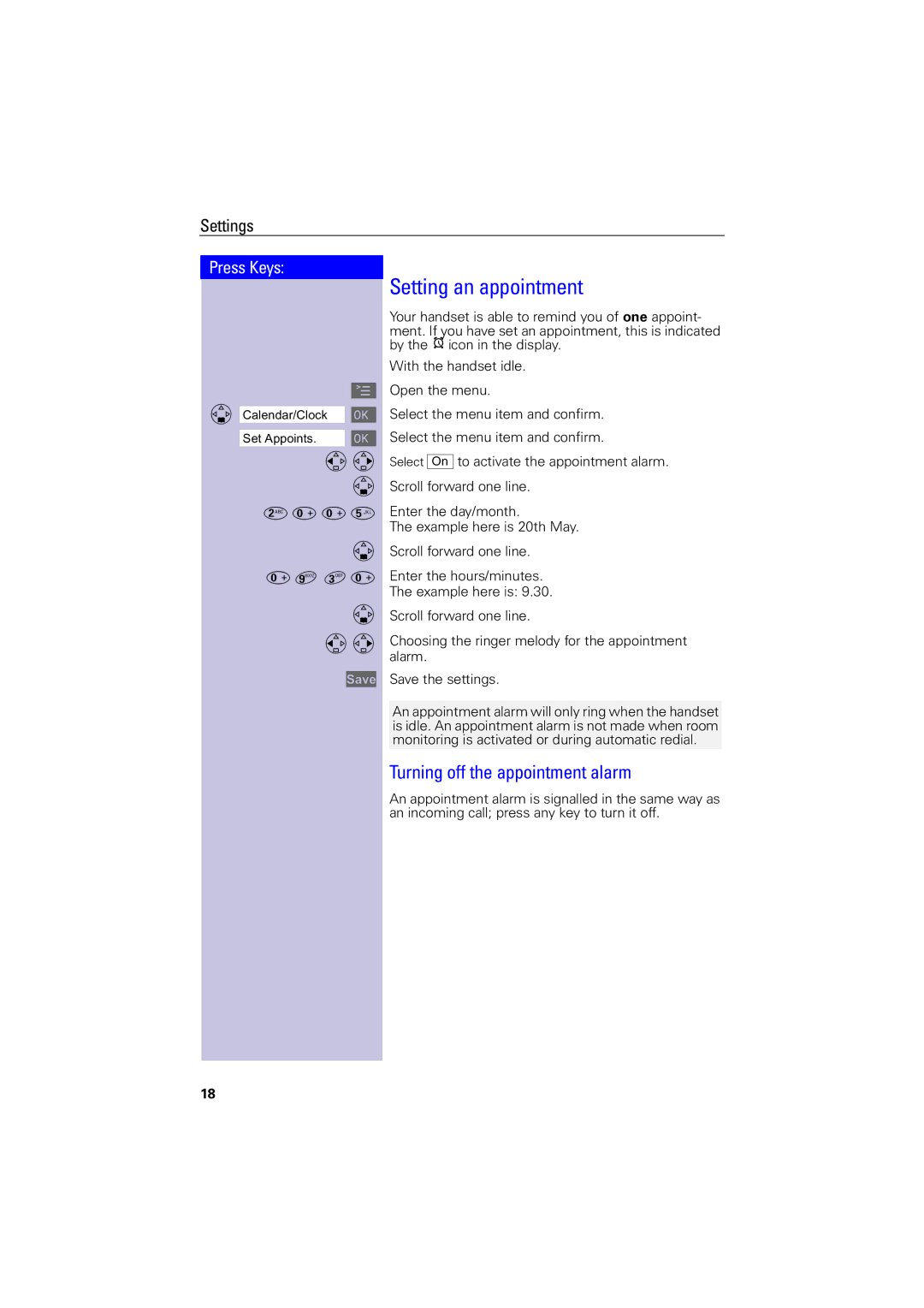 Siemens 4000i operating instructions Setting an appointment, Turning off the appointment alarm 