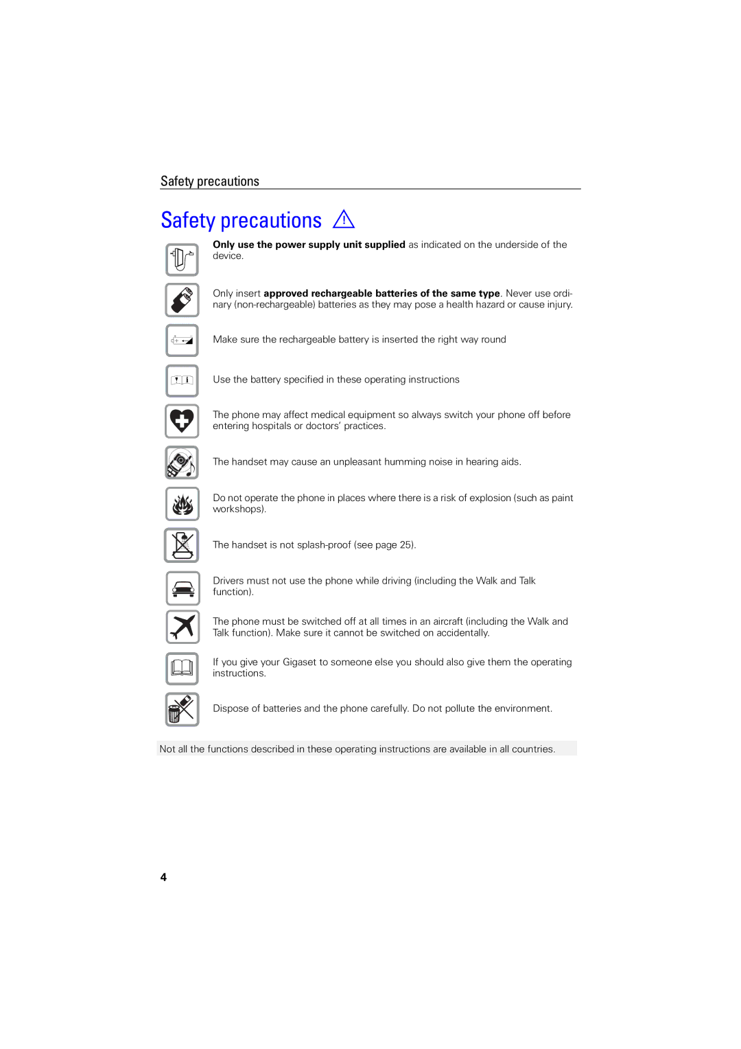 Siemens 4000i operating instructions Safety precautions 