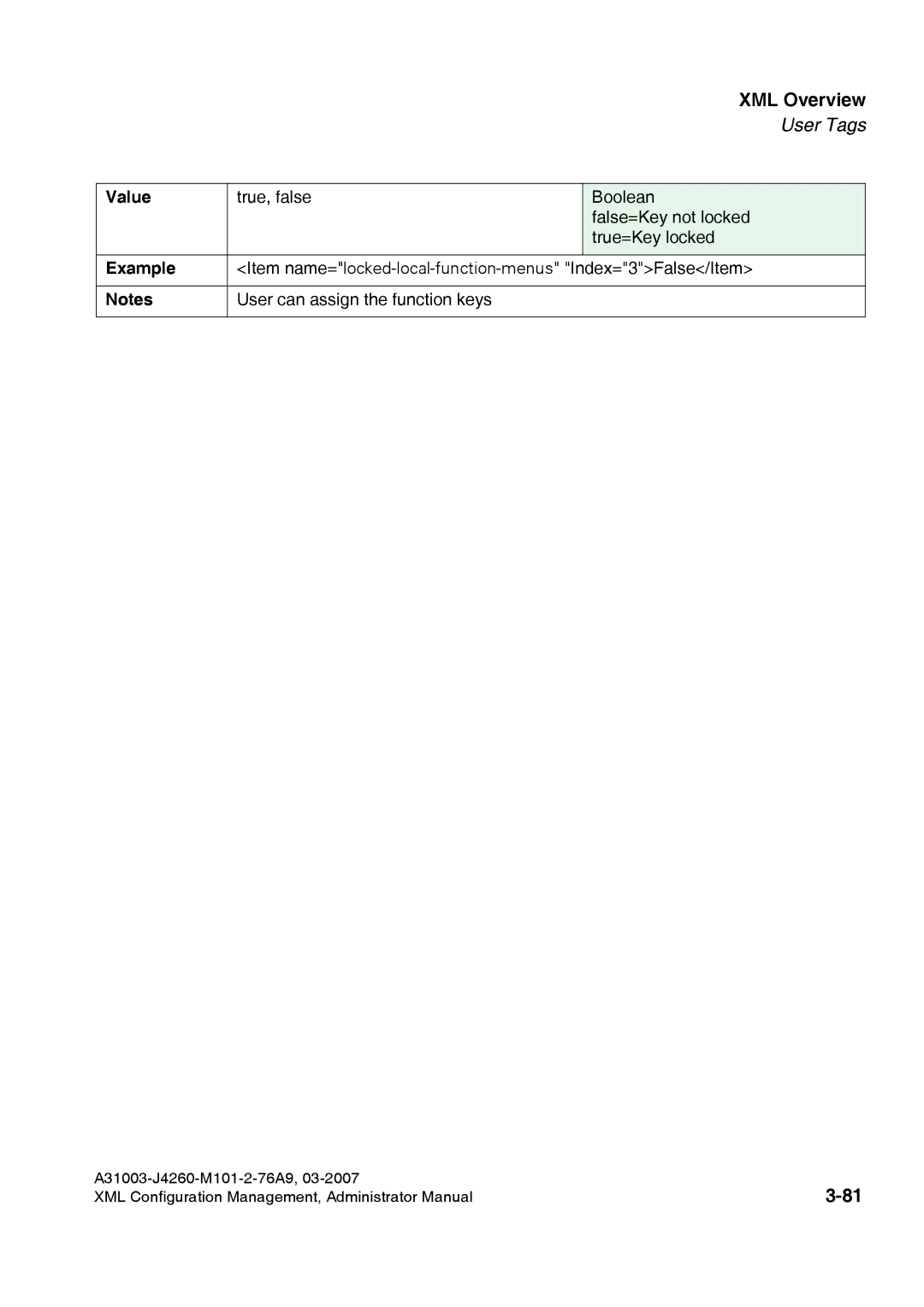 Siemens 410 S V6.0, 420 S V6.0 manual True, false Boolean False=Key not locked True=Key locked 