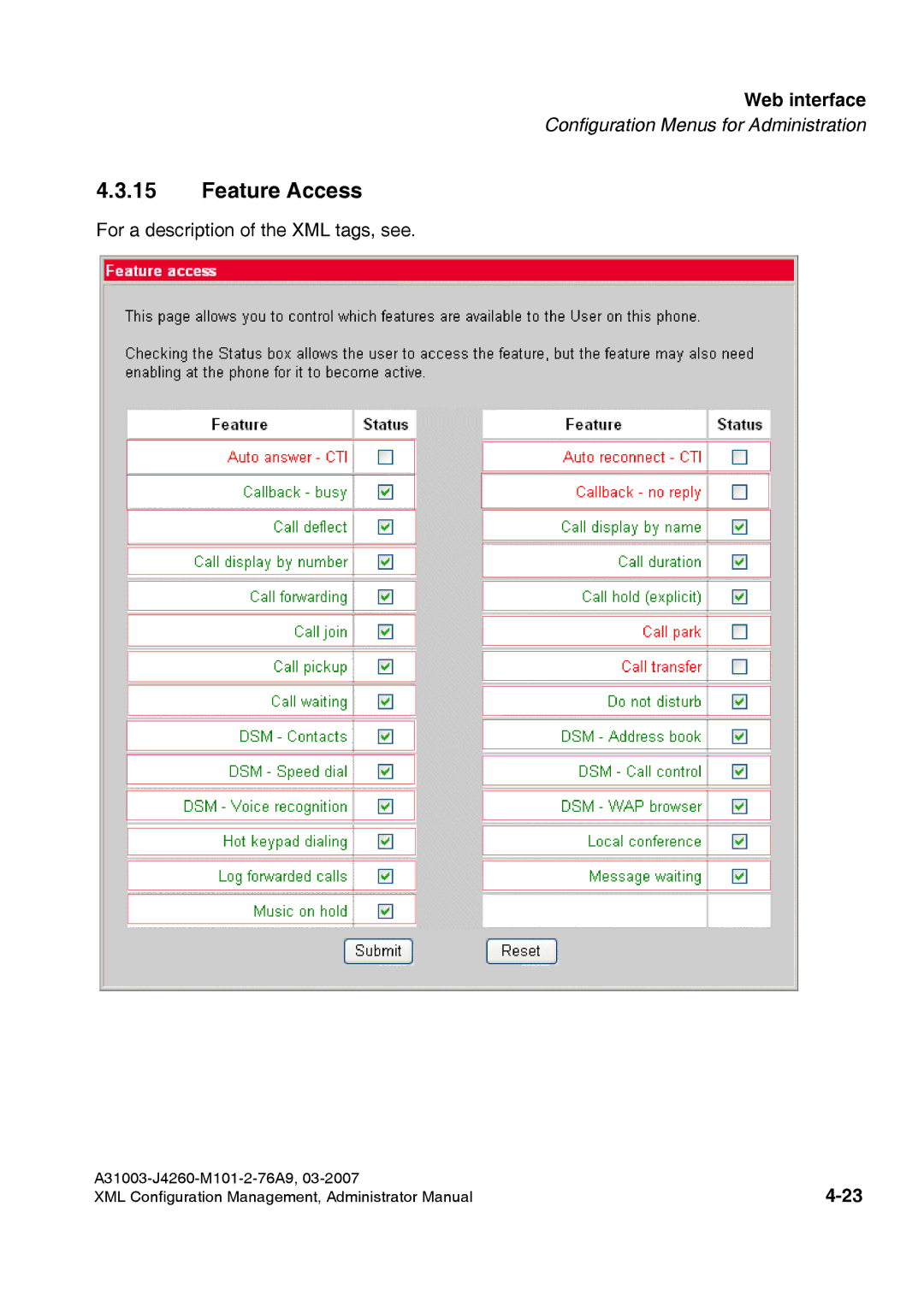 Siemens 410 S V6.0, 420 S V6.0 manual Feature Access 