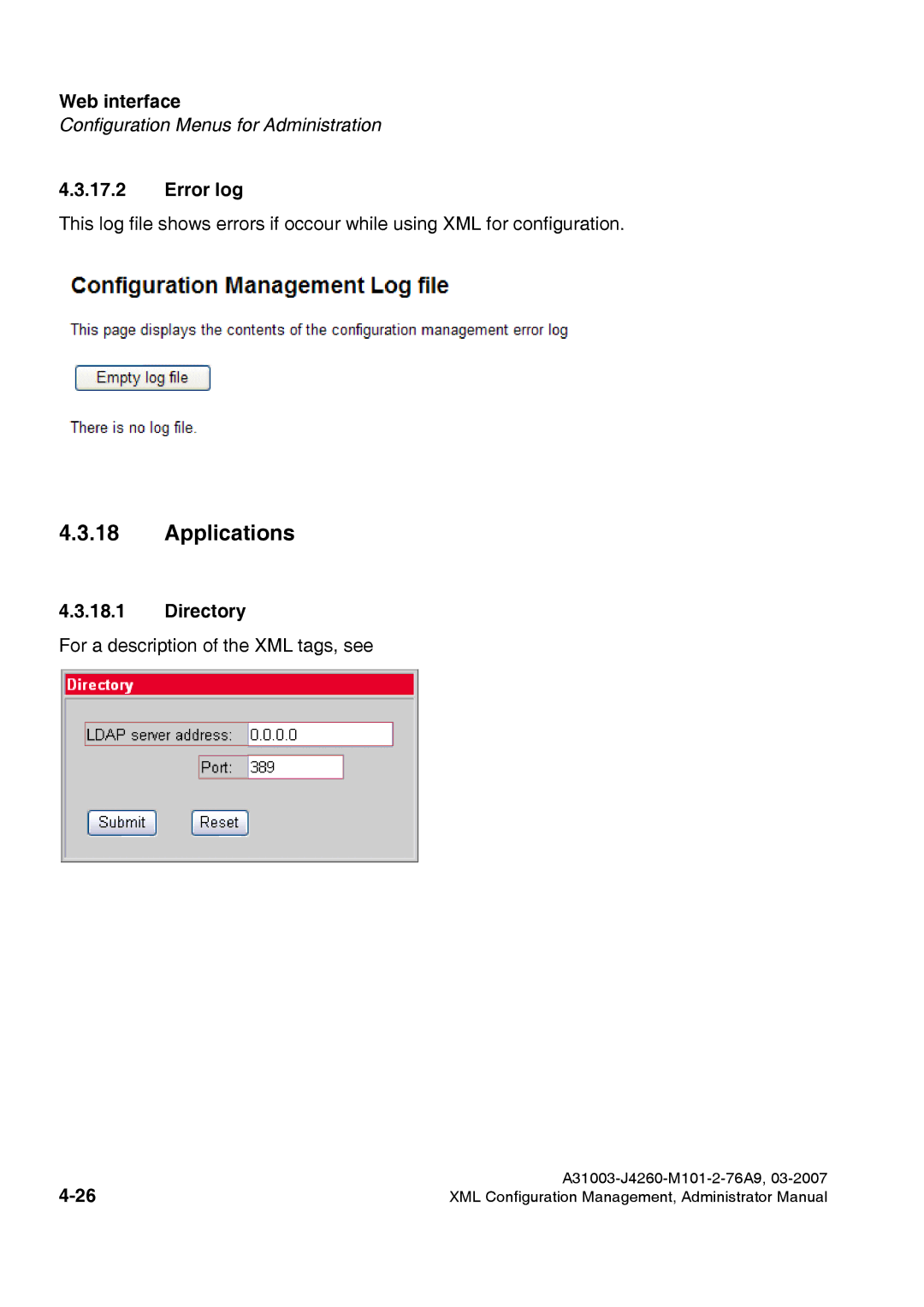 Siemens 420 S V6.0, 410 S V6.0 manual Error log, Directory 