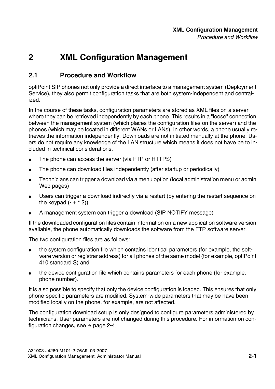 Siemens 410 S V6.0, 420 S V6.0 manual Procedure and Workflow, XML Configuration Management 