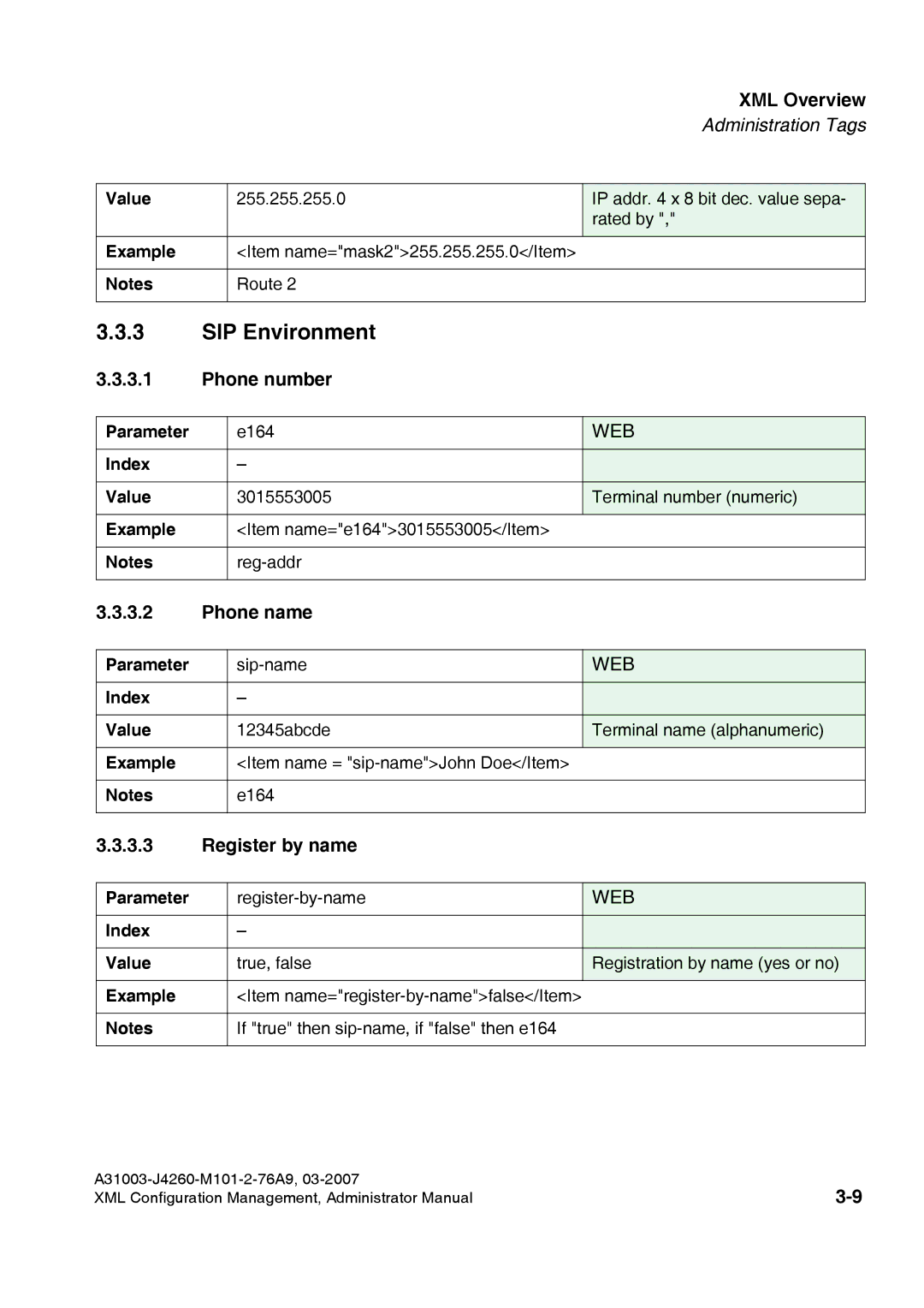 Siemens 410 S V6.0, 420 S V6.0 manual SIP Environment, Phone number, Phone name, Register by name 