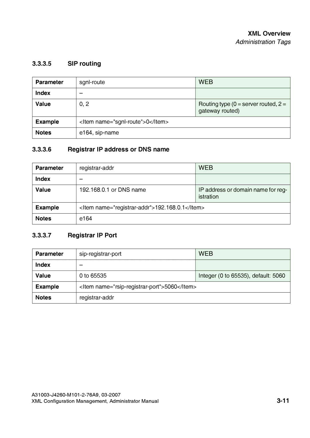 Siemens 410 S V6.0, 420 S V6.0 manual SIP routing, Registrar IP address or DNS name, Registrar IP Port 