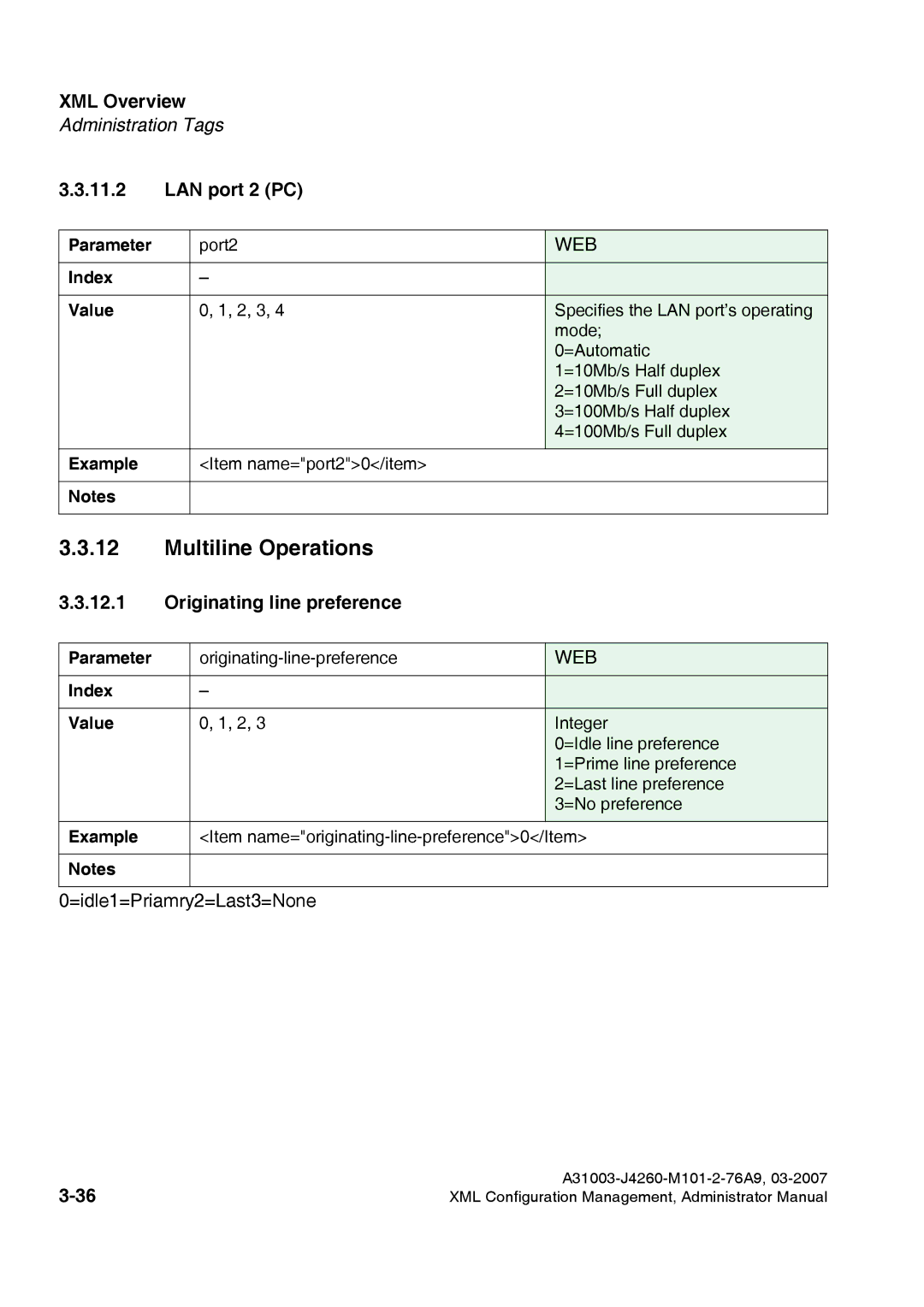 Siemens 420 S V6.0, 410 S V6.0 manual Multiline Operations, LAN port 2 PC, Originating line preference 