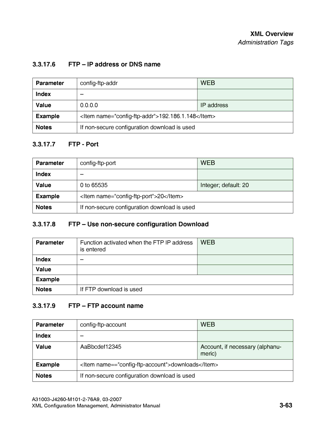 Siemens 410 S V6.0 FTP IP address or DNS name, FTP Port, FTP Use non-secure configuration Download, FTP FTP account name 