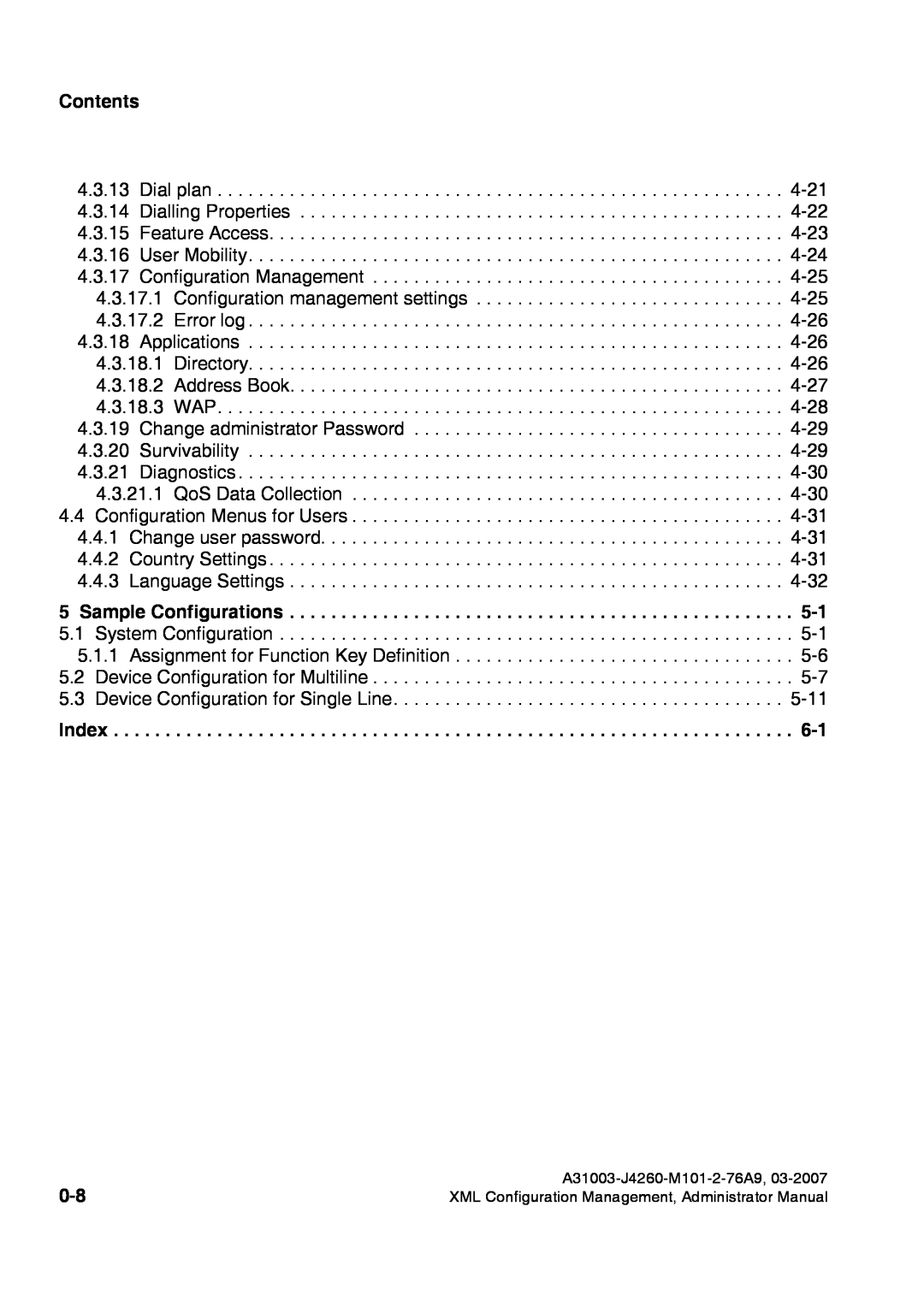 Siemens 420 S V6.0, 410 S V6.0 manual Index, Contents 