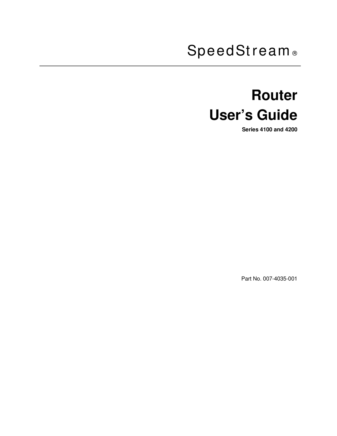 Siemens 4200 Series, 4100 Series manual SpeedStream→ Router User’s Guide, Series 4100 