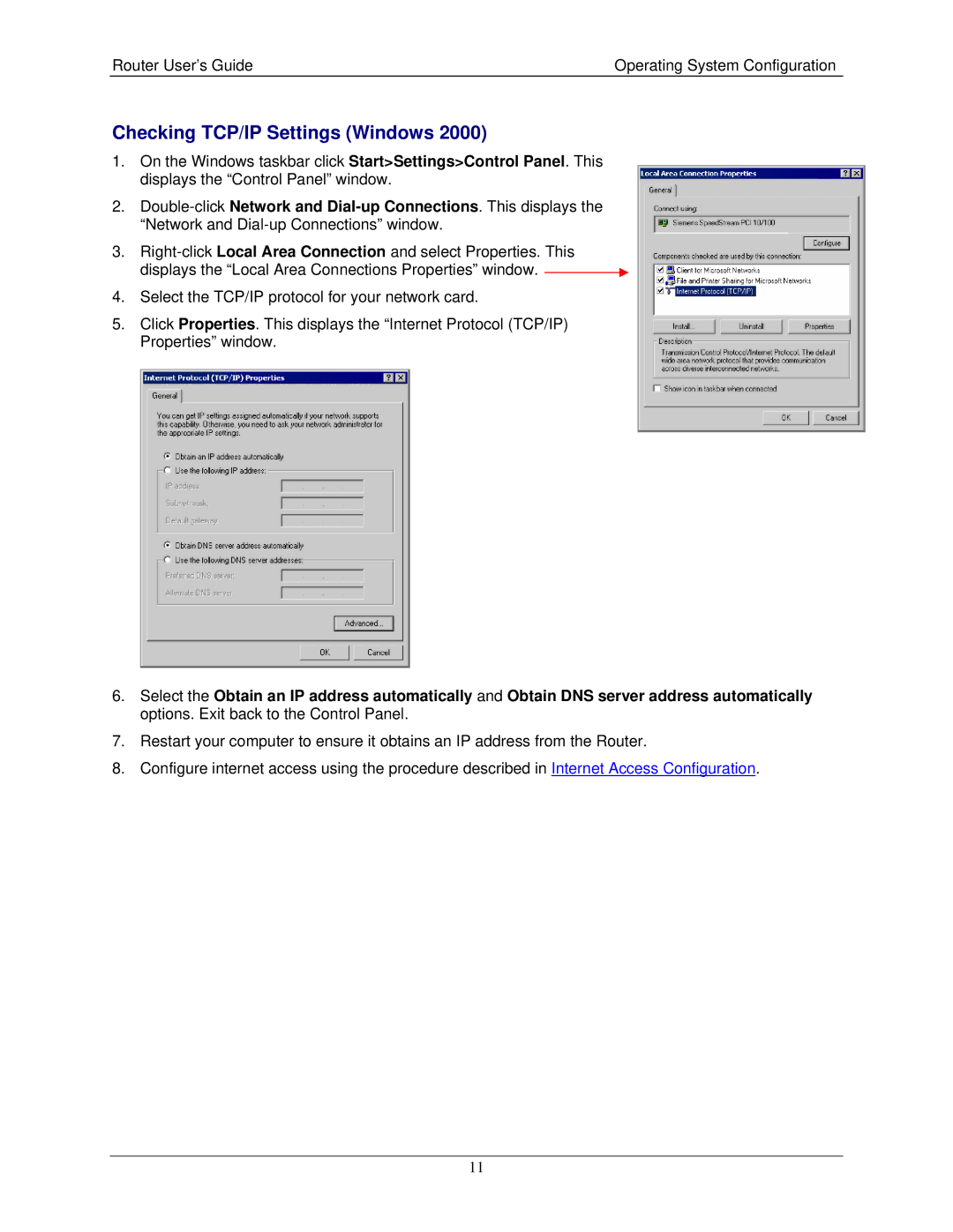 Siemens 4100 Series, 4200 Series manual Checking TCP/IP Settings Windows 