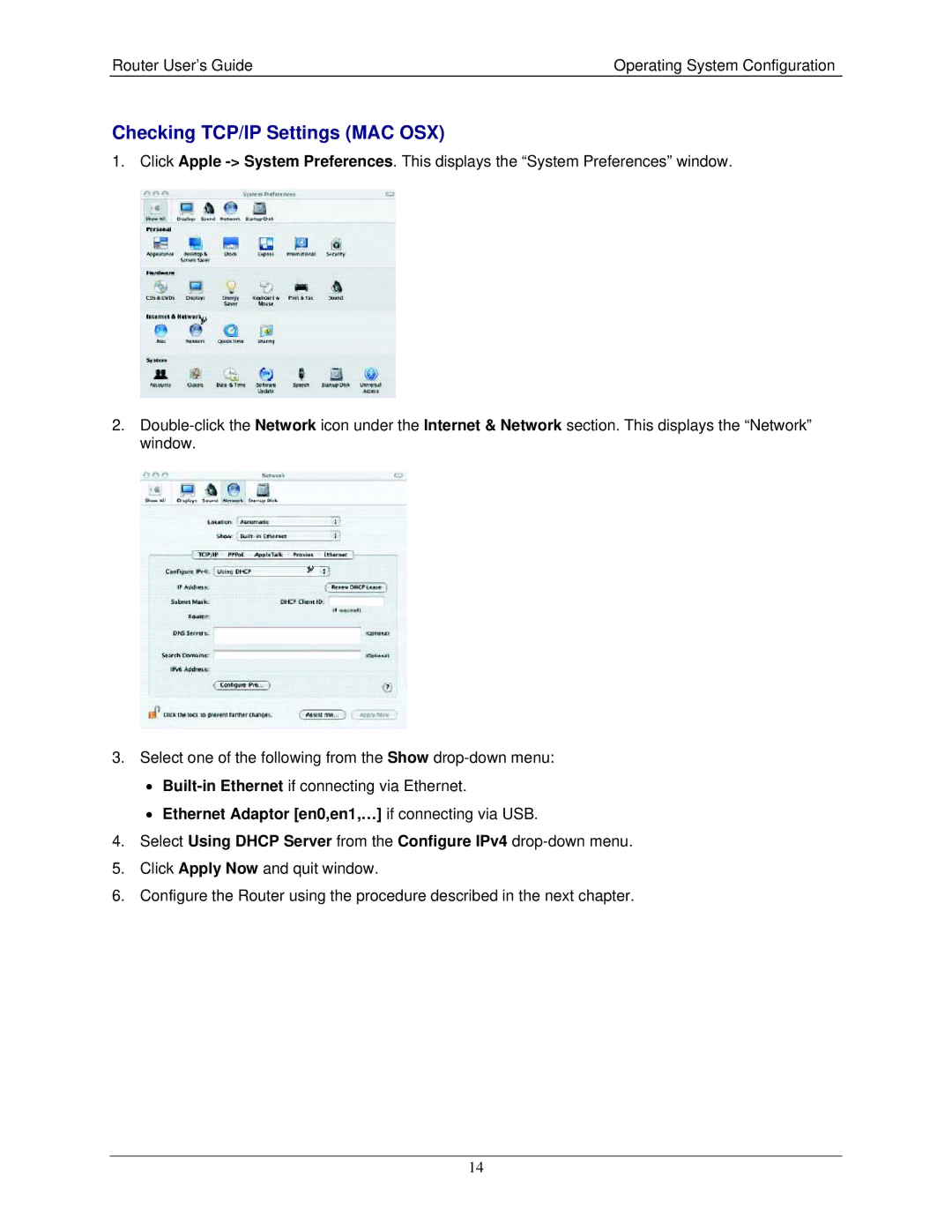 Siemens 4200 Series, 4100 Series manual Checking TCP/IP Settings MAC OSX 