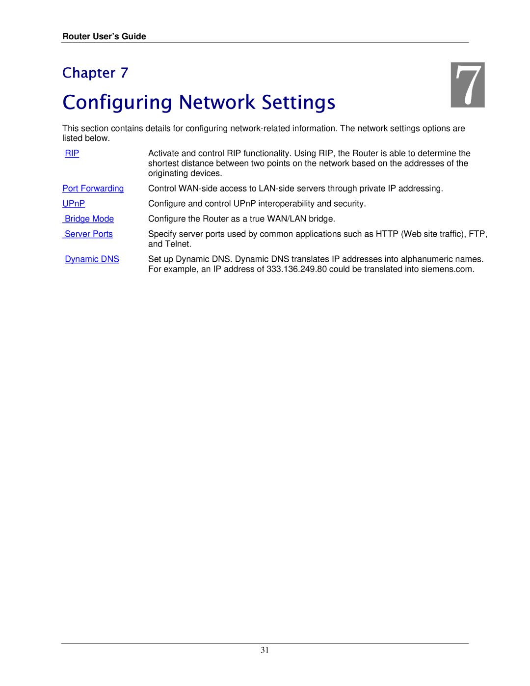 Siemens 4100 Series, 4200 Series manual Configuring Network Settings, Rip 