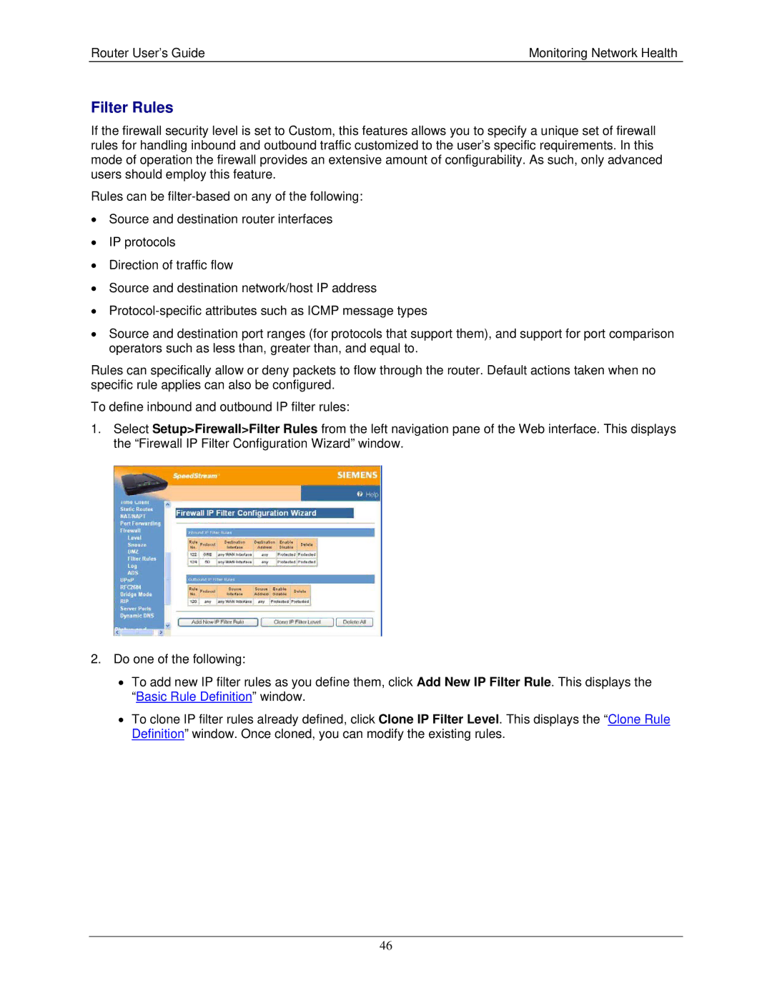 Siemens 4200 Series, 4100 Series manual Filter Rules 