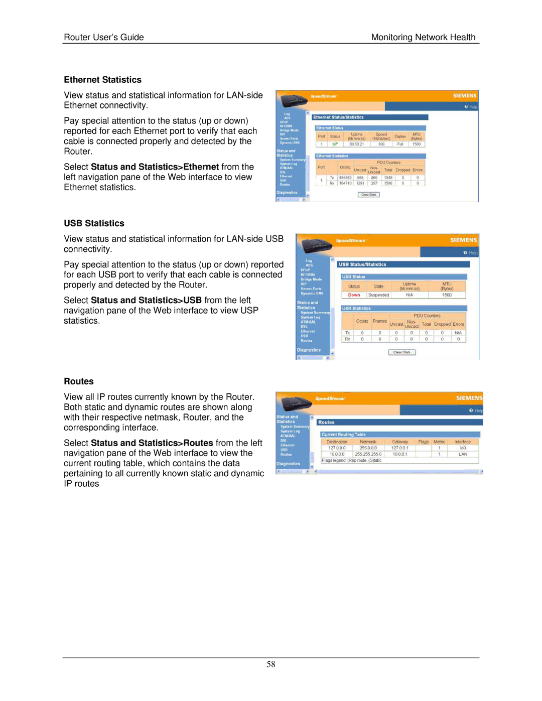 Siemens 4200 Series, 4100 Series manual Ethernet Statistics 