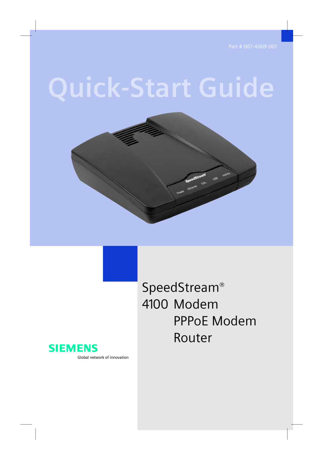 Siemens 4100 quick start Quick-Start Guide 