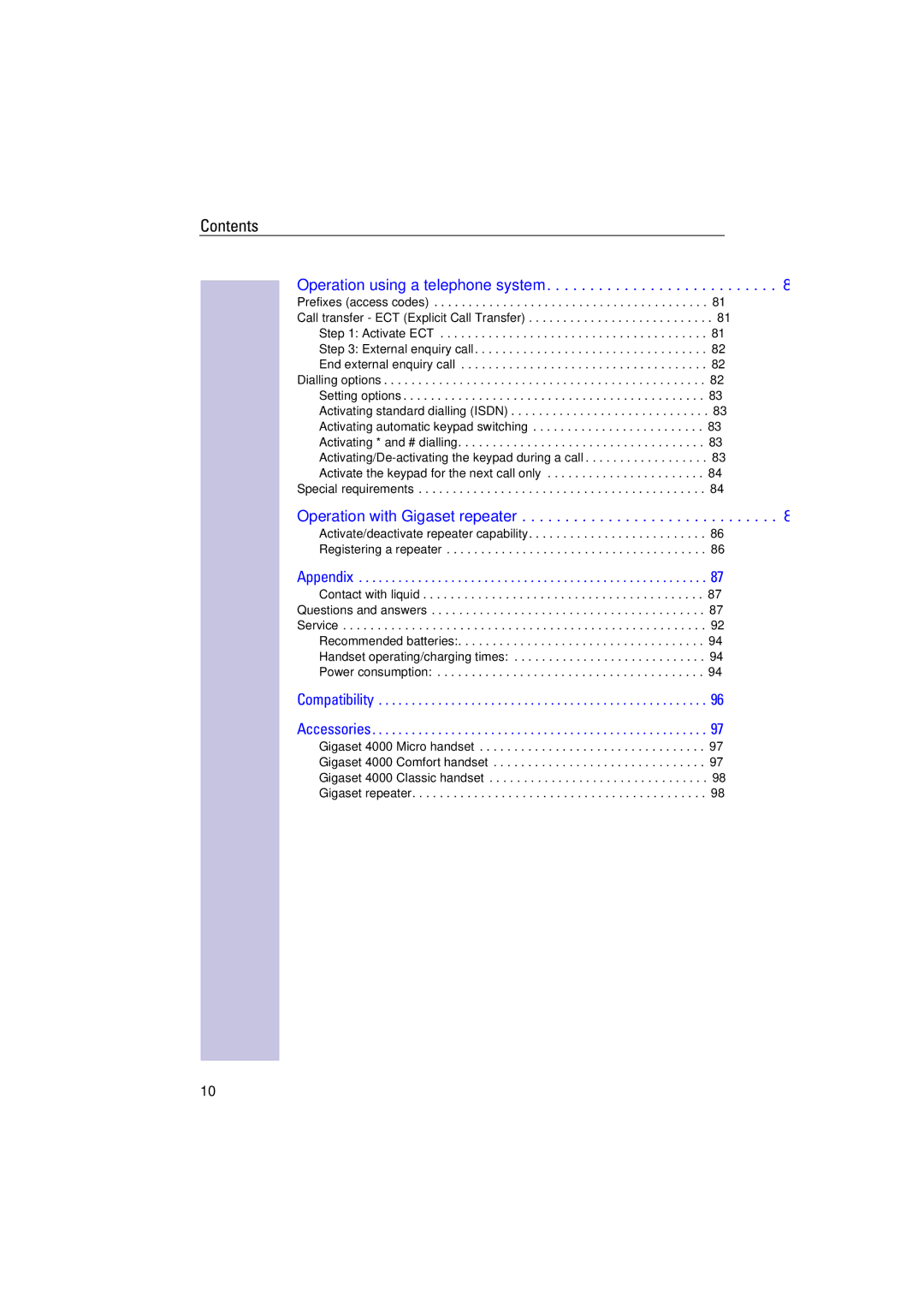 Siemens 4110 operating instructions Operation with Gigaset repeater 