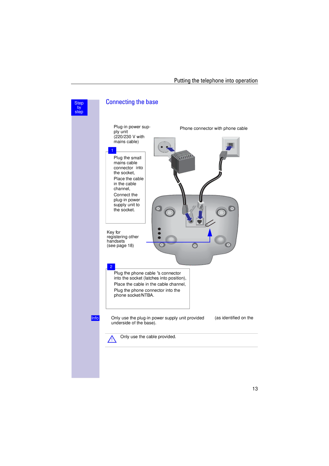 Siemens 4110 operating instructions Connecting the base 