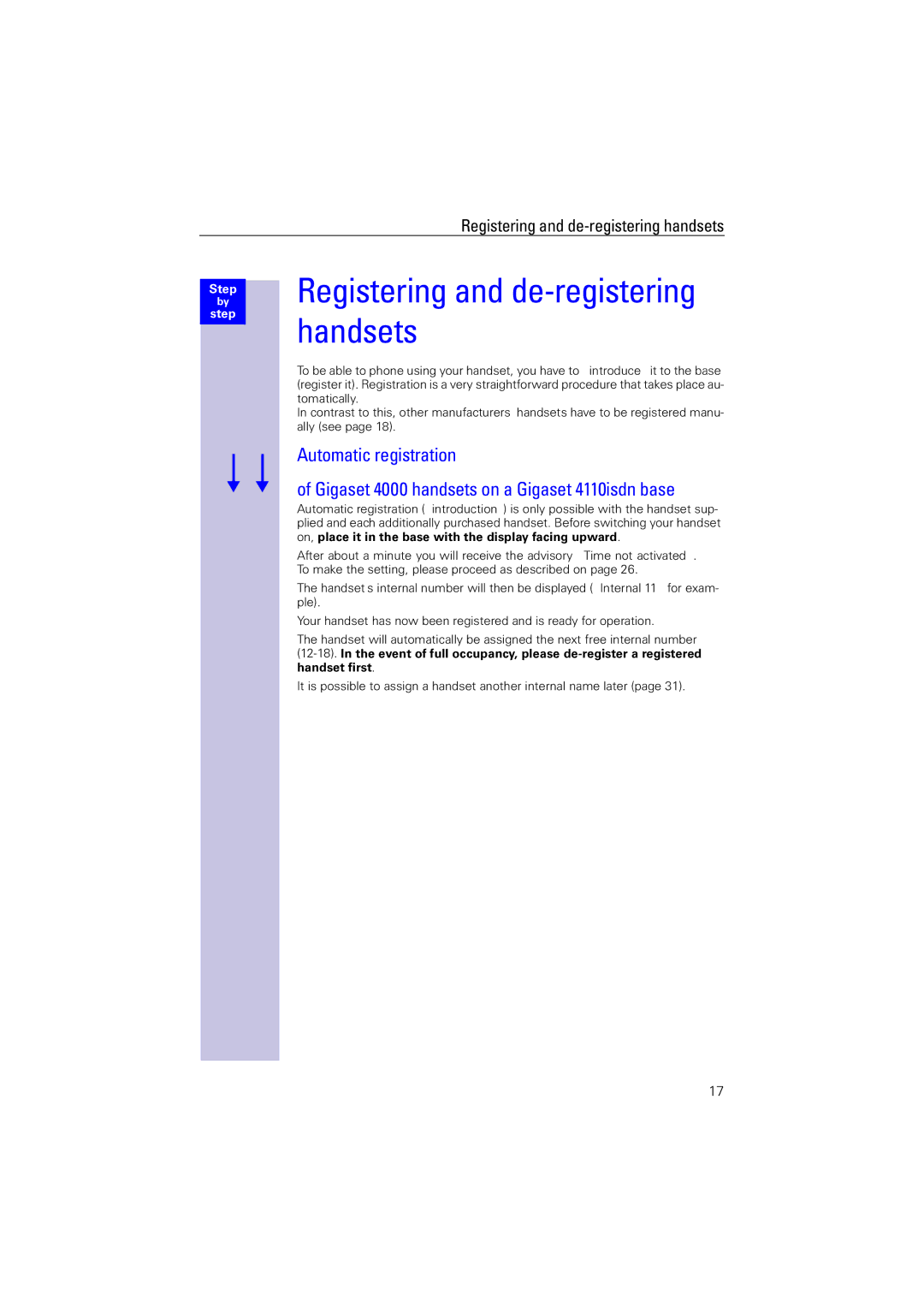 Siemens 4110 operating instructions Registering and de-registering handsets 