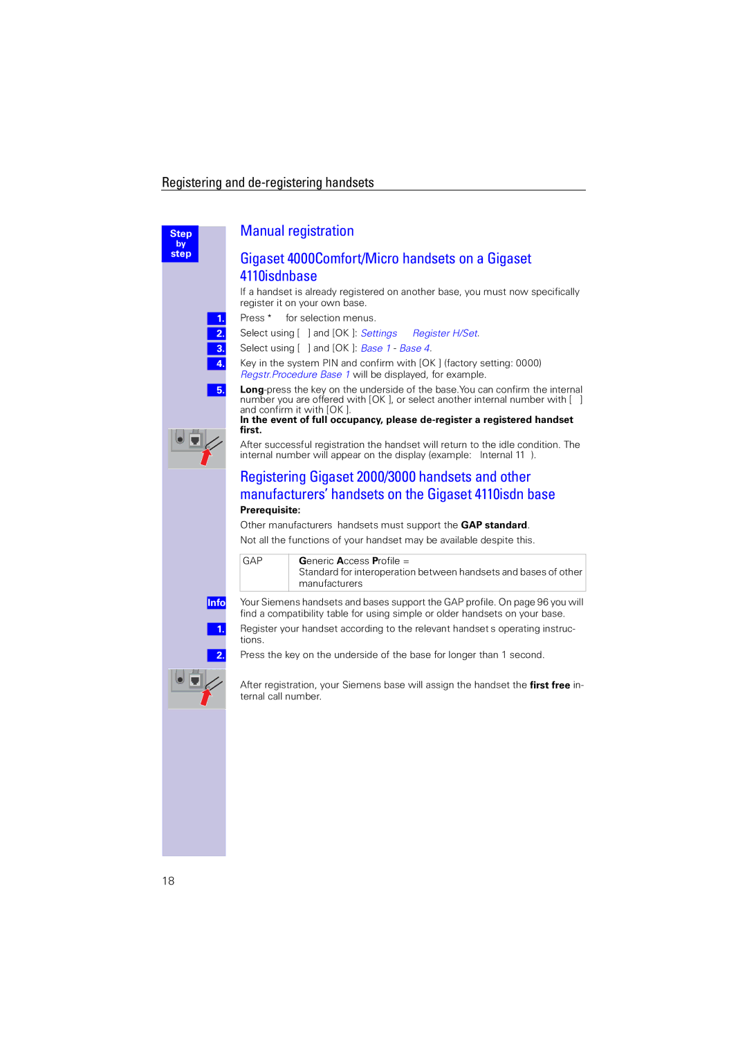 Siemens 4110 operating instructions Prerequisite, Gap 