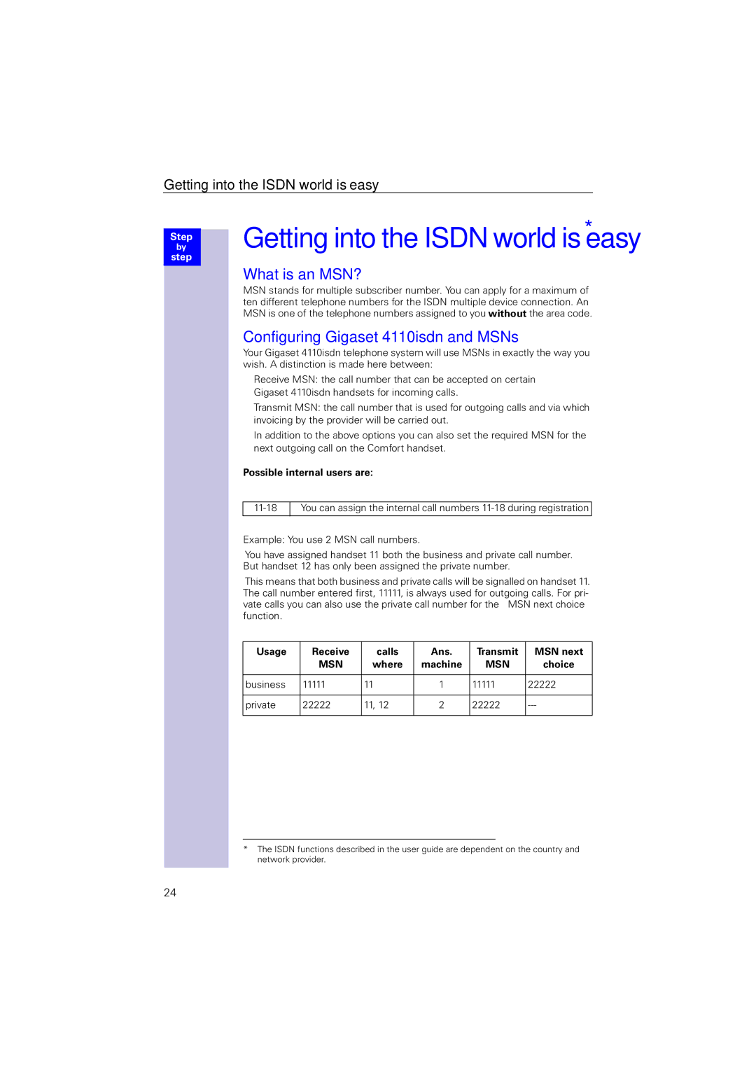 Siemens operating instructions What is an MSN?, Configuring Gigaset 4110isdn and MSNs, Possible internal users are 