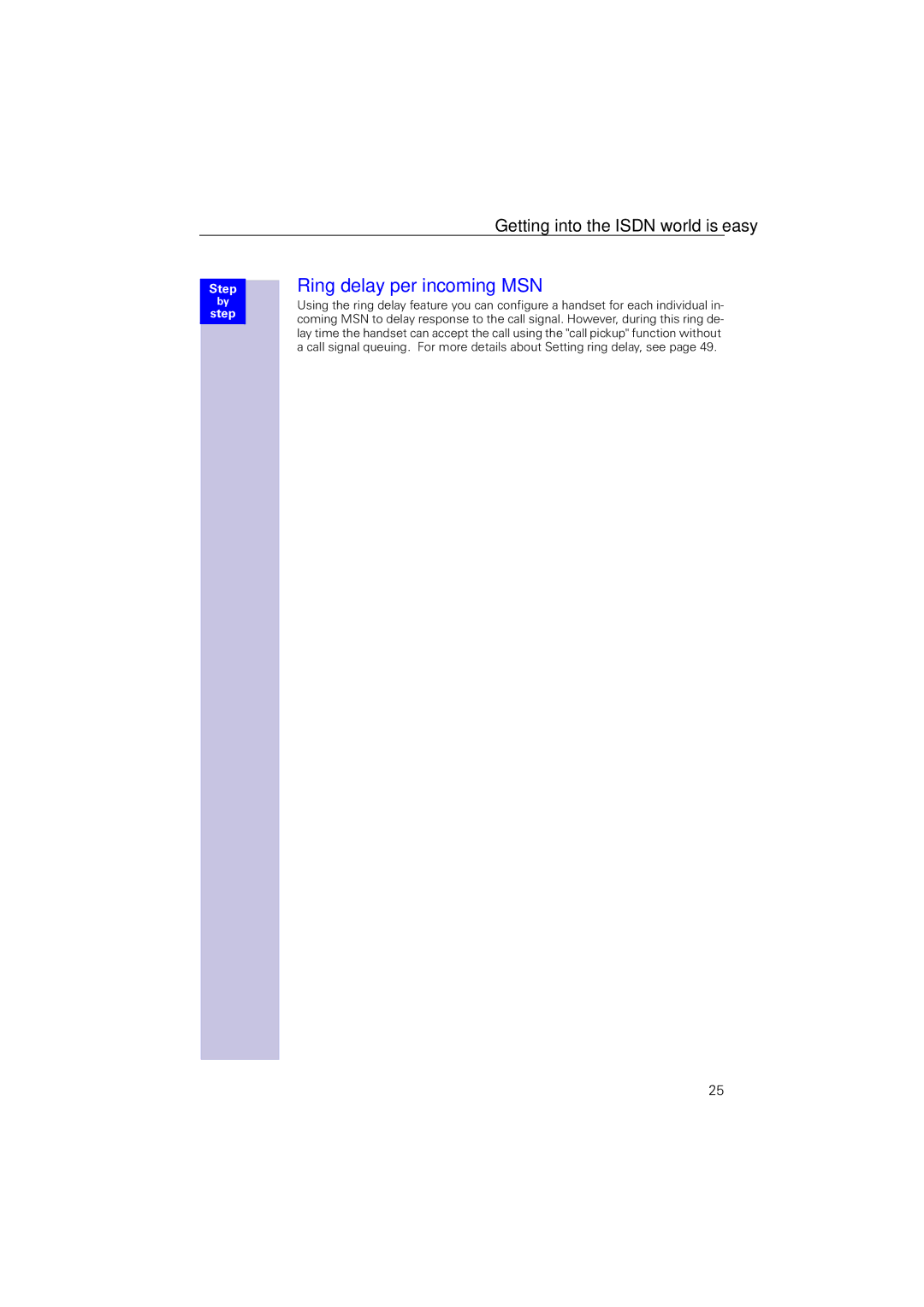 Siemens 4110 operating instructions Ring delay per incoming MSN 